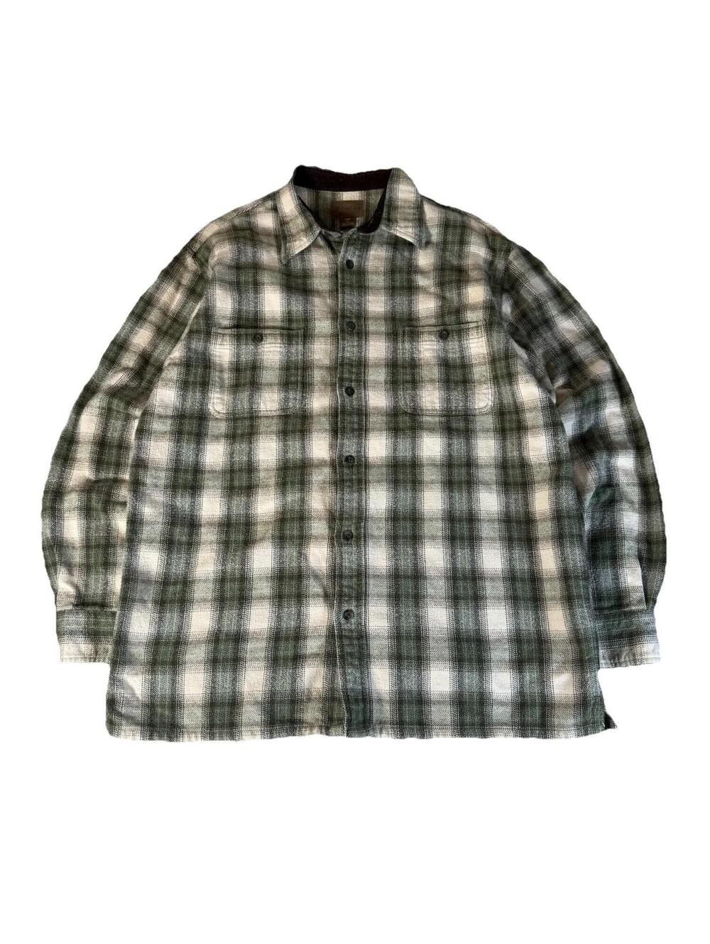 Vintage St John’s Bay Flannel Heavyweight Double Pocket Green Men’s Large Tall